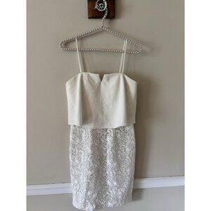 Aiden Mattox Womens Size 2 Off White Lace Strapless Dress Bridal Cocktail